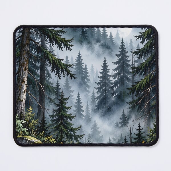 Item preview, Misty Moonlit Pine Forest Watercolor designed and sold by blankTeeShirt.