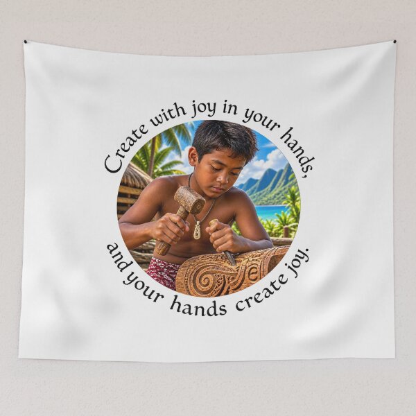 Item preview, Polynesian Joy Proverb - Create with joy in your hands | Pacific Art designed and sold by ShakaLife.org.