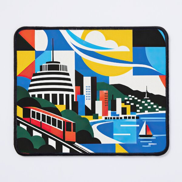 Item preview, Colorful geometric travel poster depicting Wellington, New Zeala designed and sold by ckybe.
