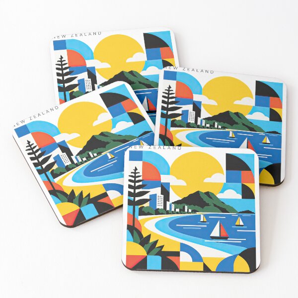 Item preview, Colorful geometric travel poster depicting Tauranga, New Zealand designed and sold by ckybe.