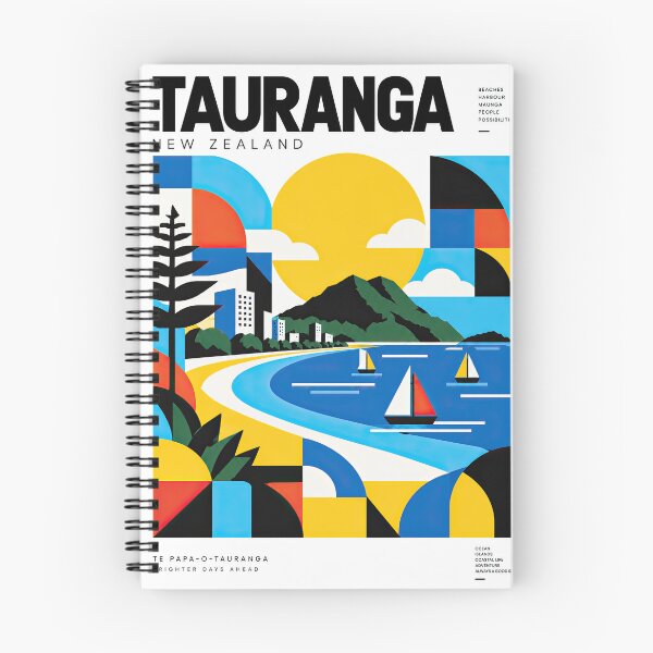 Item preview, Colorful geometric travel poster depicting Tauranga, New Zealand designed and sold by ckybe.