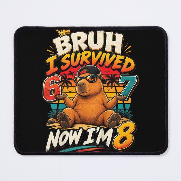 Item preview, Bruh I Survived 6 7 Now Im 8 Funny Capybara 8th Birthday Boy designed and sold by leevekaArt.