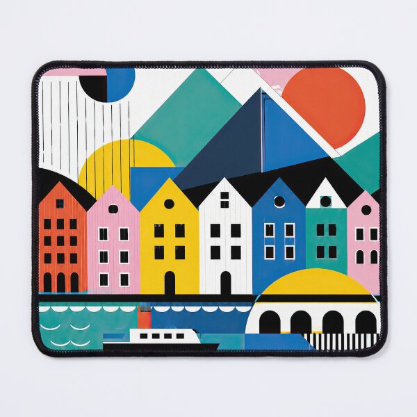 Item preview, Colorful geometric illustration of Bergen, Norway featuring moun designed and sold by ckybe.