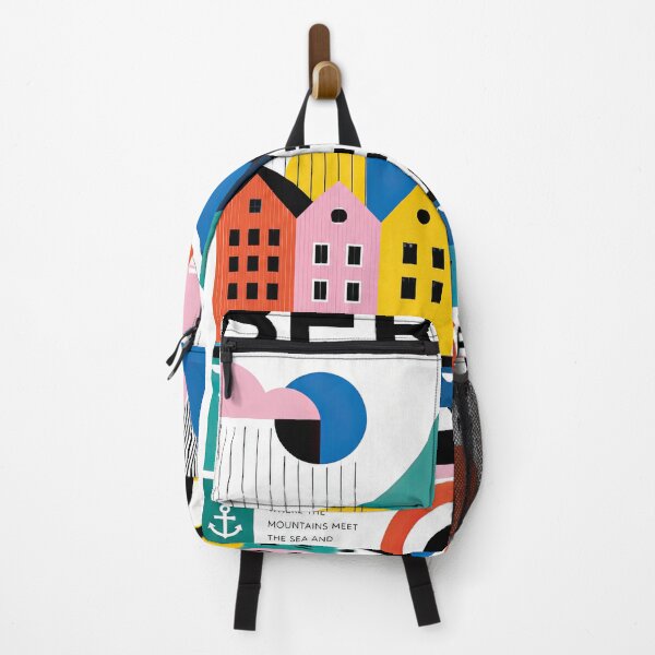 Item preview, Colorful geometric illustration of Bergen, Norway featuring moun designed and sold by ckybe.