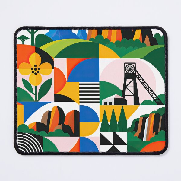 Item preview, Colorful geometric poster featuring Nigerian landscapes, industr designed and sold by ckybe.