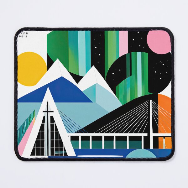Item preview, Bold geometric Troms, Norway travel poster featuring Arctic designed and sold by ckybe.
