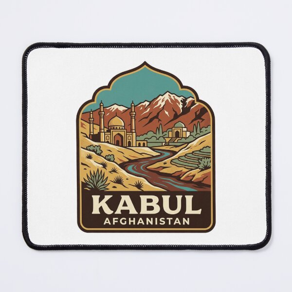 Item preview, Unique Kabul Afghanistan Travel Badge, Retro Hindu Kush Valley & Islamic Architecture Emblem designed and sold by raedattia.