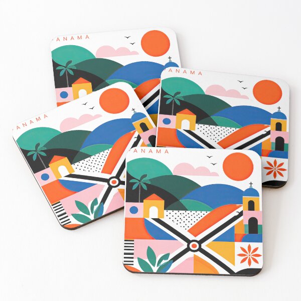 Item preview, Colorful geometric Panama travel poster featuring the word designed and sold by ckybe.