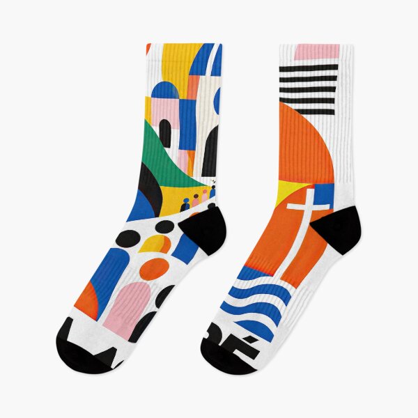 Item preview, Colorful geometric poster depicting Asuncin landmarks and symbo designed and sold by ckybe.
