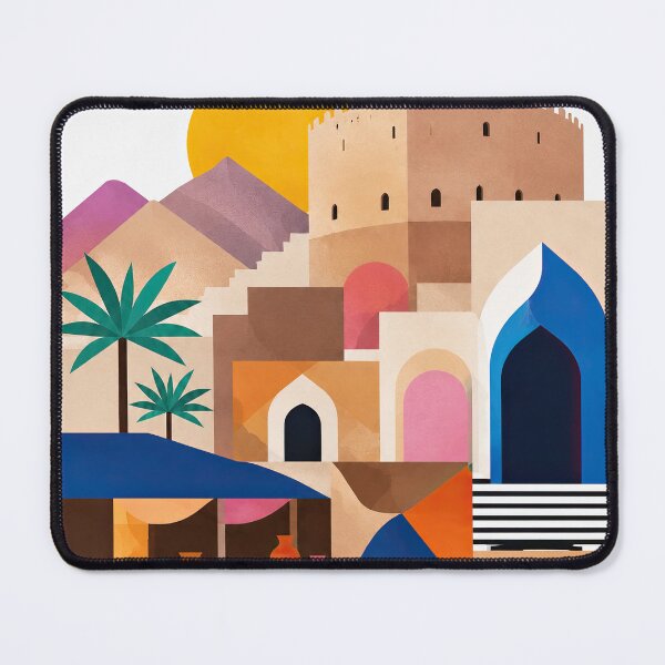 Item preview, Colorful geometric illustration of Nizwa, Oman featuring a designed and sold by ckybe.