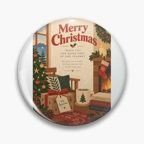 Item preview, Merry Christmas Appreciation with Festive Tree, Fireplace, Holly and Mountain Lake for Client designed and sold by Aryabek.