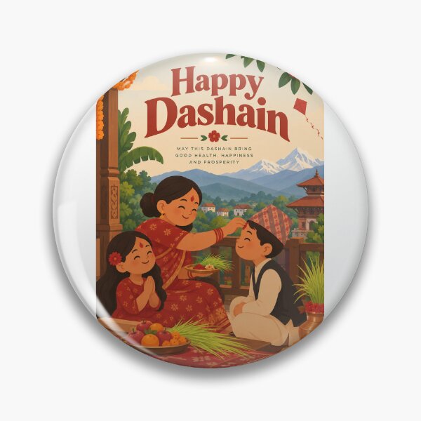 Item preview, Happy Dashain Family Blessing with Tika, Jamara, Himalayan Mountains and Nepalese Traditions designed and sold by Aryabek.