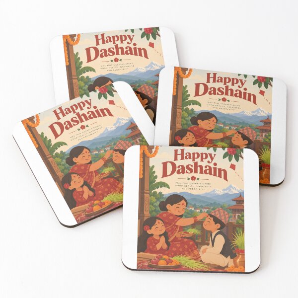 Item preview, Happy Dashain Family Blessing with Tika, Jamara, Himalayan Mountains and Nepalese Traditions designed and sold by Aryabek.
