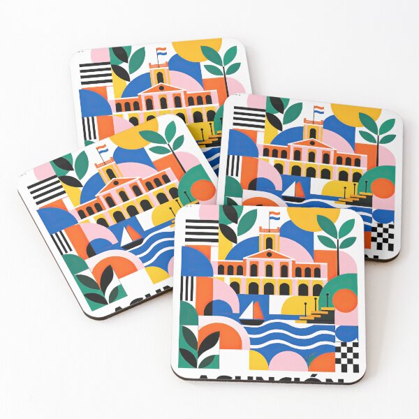 Item preview, Colorful geometric poster illustration of Asuncin, Paraguay fea designed and sold by ckybe.