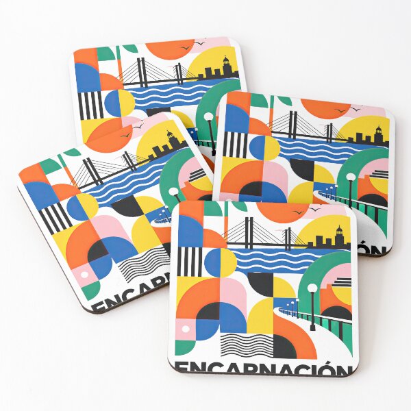 Item preview, Colorful geometric poster illustrating Encarnacin, Paraguay, wi designed and sold by ckybe.