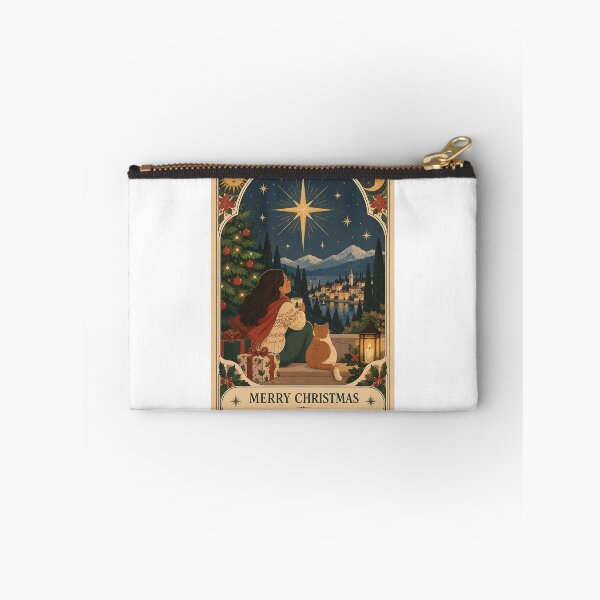 Item preview, Merry Christmas Starry Alpine Village with Moon, Holly, Gifts and Peaceful Winter Night Tarot Style designed and sold by Aryabek.