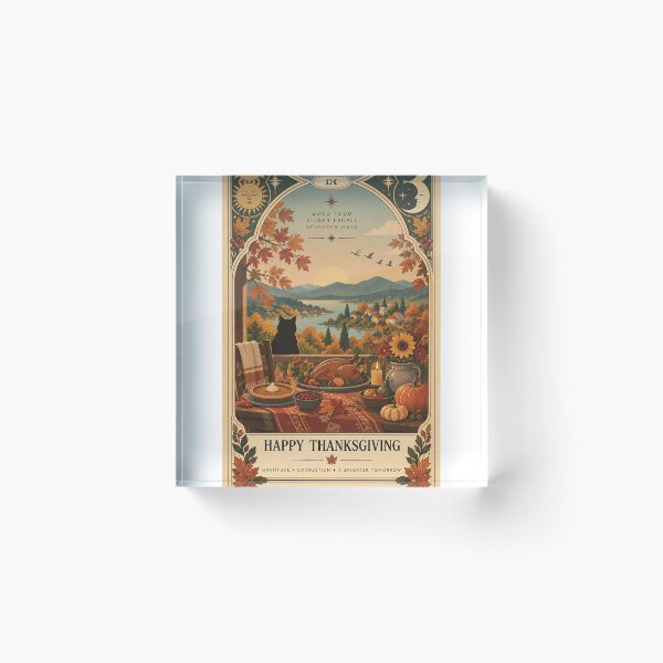 Item preview, Happy Thanksgiving Harvest Feast with Turkey, Pumpkin Pie, Autumn Lake and Gratitude Tarot designed and sold by Aryabek.