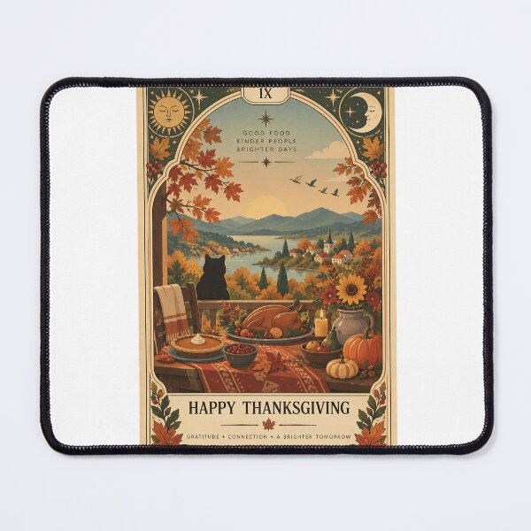 Item preview, Happy Thanksgiving Harvest Feast with Turkey, Pumpkin Pie, Autumn Lake and Gratitude Tarot designed and sold by Aryabek.