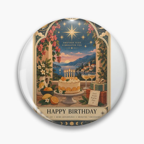 Item preview, Happy Birthday Lakeside Celebration with Citrus Cake, Candles, Flowers and Moon Phases Tarot designed and sold by Aryabek.