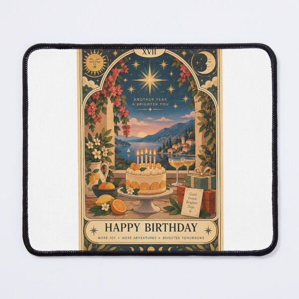 Item preview, Happy Birthday Lakeside Celebration with Citrus Cake, Candles, Flowers and Moon Phases Tarot designed and sold by Aryabek.