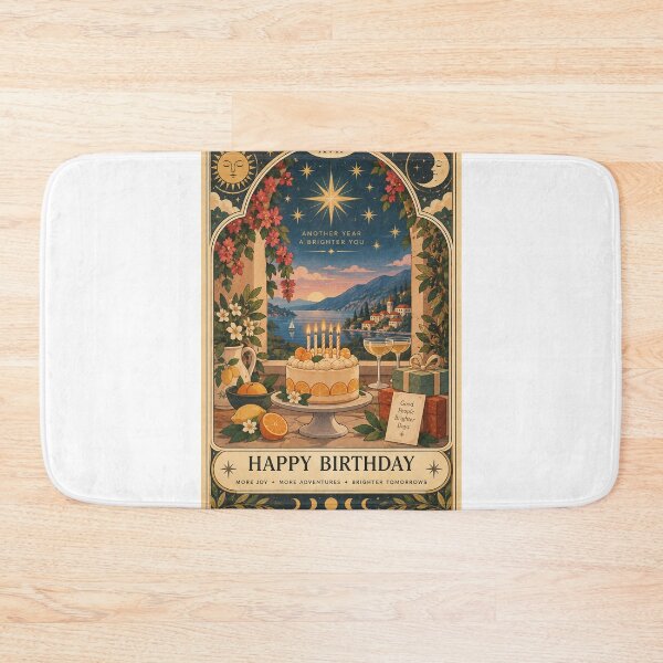 Item preview, Happy Birthday Lakeside Celebration with Citrus Cake, Candles, Flowers and Moon Phases Tarot designed and sold by Aryabek.