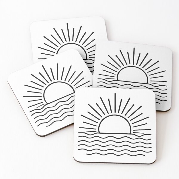 Item preview, Minimalist Sunset Over Ocean Waves Line Art designed and sold by Lolik Designs.