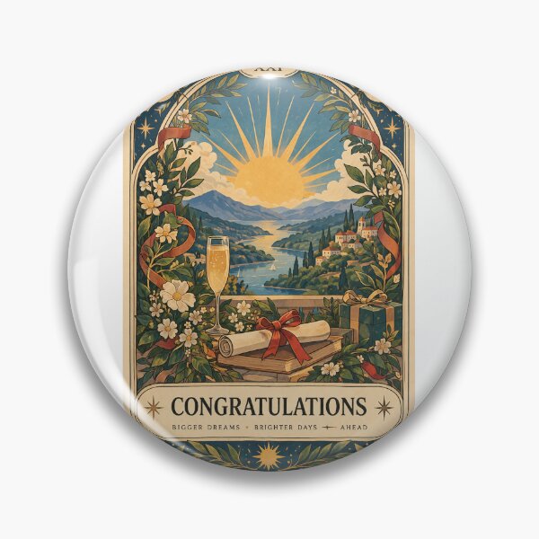 Item preview, Congratulations Mountain Lake Achievement with Diploma, Champagne, Flowers and New Horizons Tarot designed and sold by Aryabek.