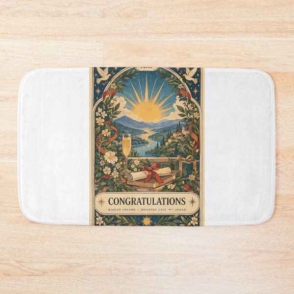 Item preview, Congratulations Mountain Lake Achievement with Diploma, Champagne, Flowers and New Horizons Tarot designed and sold by Aryabek.