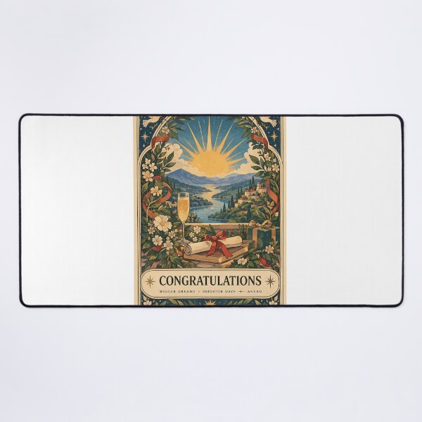 Item preview, Congratulations Mountain Lake Achievement with Diploma, Champagne, Flowers and New Horizons Tarot designed and sold by Aryabek.