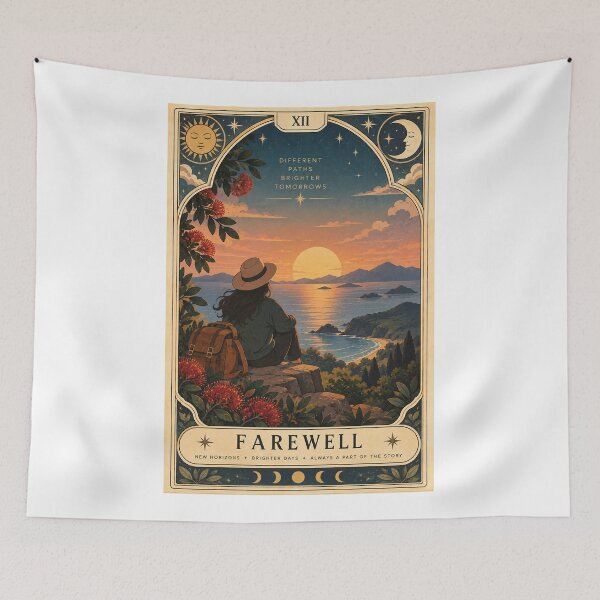 Item preview, Farewell New Horizons Sunset with Coastal Journey, Traveller and Pōhutukawa Tarot designed and sold by Aryabek.