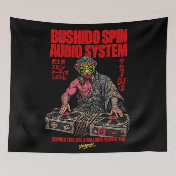 Item preview, Bushido Spin Audio System Monkey Samurai DJ - Japanese Samurai DJ Art designed and sold by BRTHRCNK01.