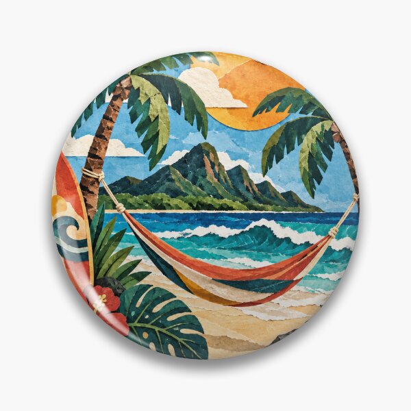 Item preview, Tropical palm beach, hammock, surfboard, summer designed and sold by LongIslandDesgn.