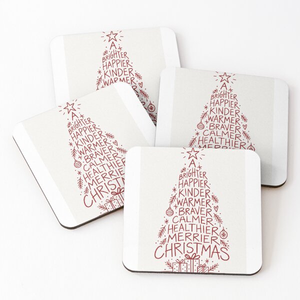 Item preview, A Brighter Happier Kinder Christmas Tree of Festive Wishes Text Art Typography designed and sold by Aryabek.