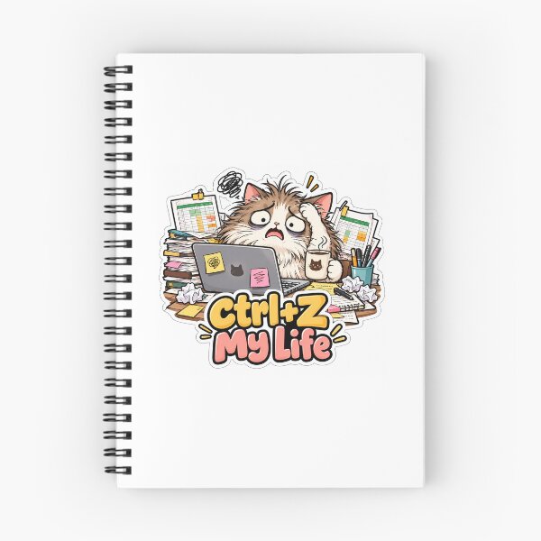 Item preview, Ctrl Z My Life Funny Stressed Cat Corporate Humor Sticker designed and sold by SlapHappyArt.