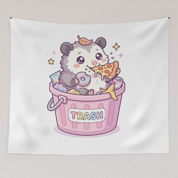 Item preview, Kawaii Cute Opossum Eating Trash Snacks Design designed and sold by Arc2020.