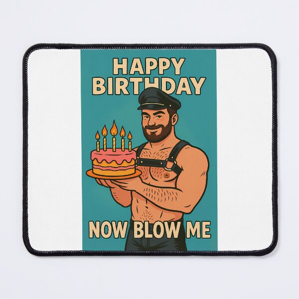 Item preview, Happy Birthday Now Blow Me  Gay Muscle Bear With Pink Cake designed and sold by reillymar-quar.