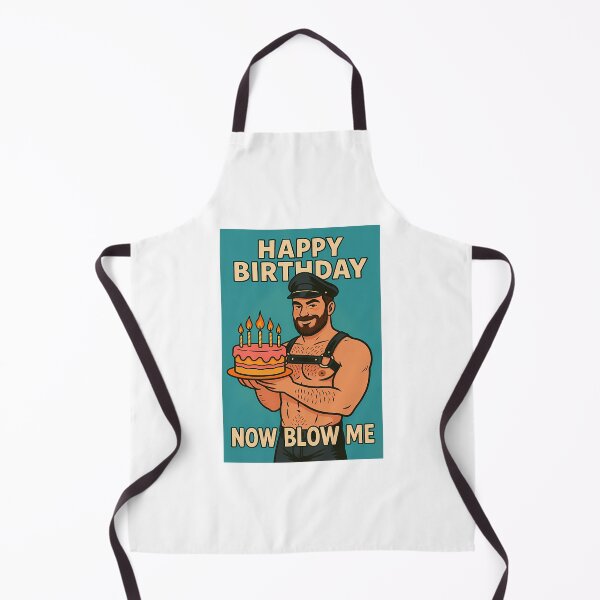 Item preview, Happy Birthday Now Blow Me  Gay Muscle Bear With Pink Cake designed and sold by reillymar-quar.