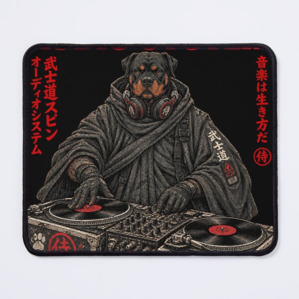 Item preview, Bushido Spin Audio System Rottweiler Samurai DJ - Japanese Dog DJ Art designed and sold by BRTHRCNK01.