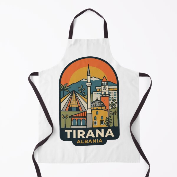 Item preview, Unique Tirana Albania Travel Badge, Retro Balkan Skyline & Skanderbeg Square Landmark Emblem designed and sold by raedattia.