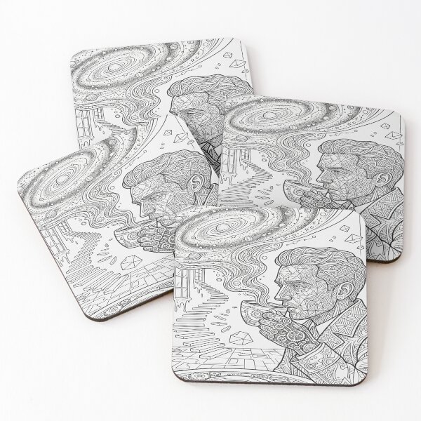 Item preview, A line art portrait of a man drinking coffee designed and sold by Solomon-Ent-144.