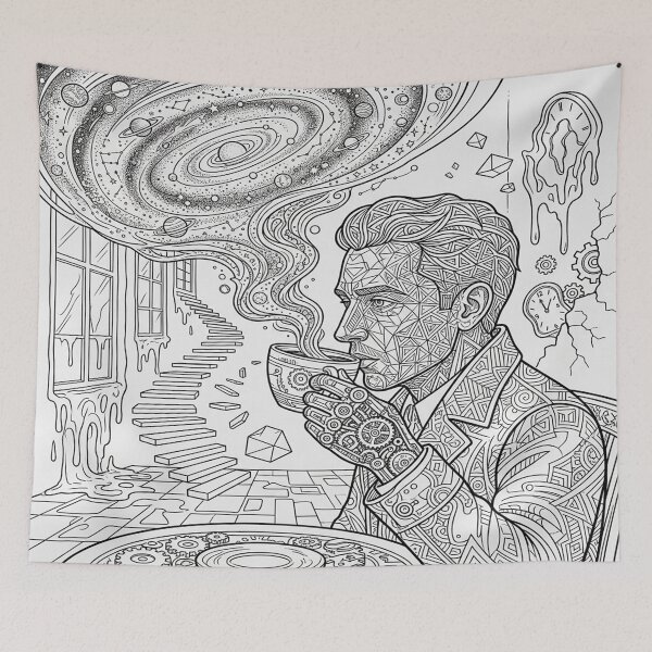 Item preview, A line art portrait of a man drinking coffee designed and sold by Solomon-Ent-144.