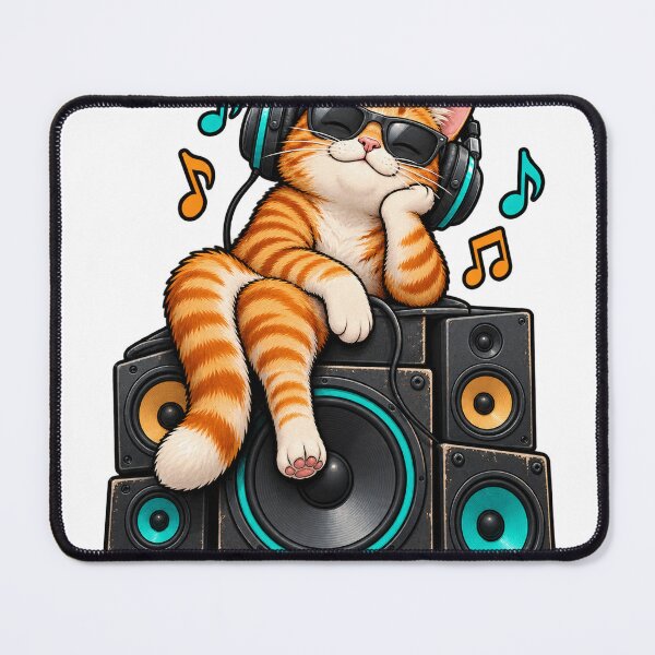 Item preview, Cool cat with headphones and sunglasses on speakers designed and sold by LongIslandDesgn.