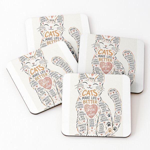 Item preview, Cats Make Life Better for the Cat Lover at Heart Typography designed and sold by StampMyPassport.