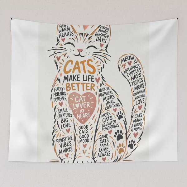 Item preview, Cats Make Life Better for the Cat Lover at Heart Typography designed and sold by StampMyPassport.