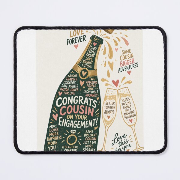 Item preview, Congrats Cousin on Your Engagement Pop Fizz Love Forever designed and sold by StampMyPassport.
