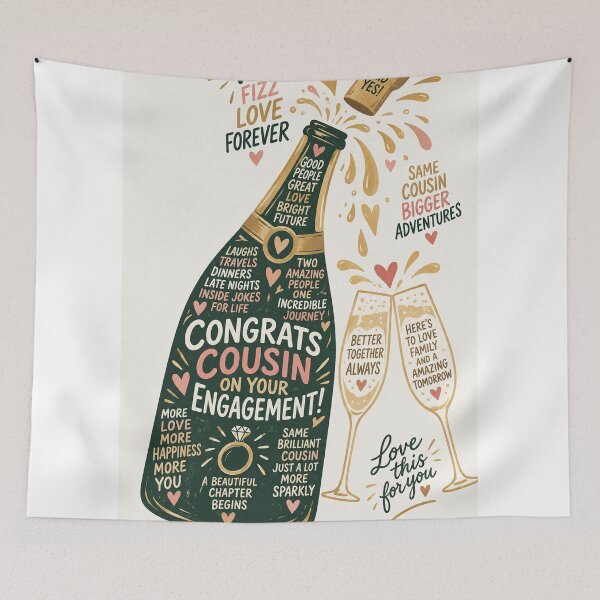 Item preview, Congrats Cousin on Your Engagement Pop Fizz Love Forever designed and sold by StampMyPassport.