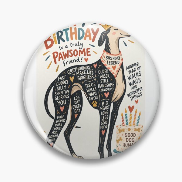 Item preview, Happy Birthday to a Truly Pawsome Greyhound Friend designed and sold by StampMyPassport.