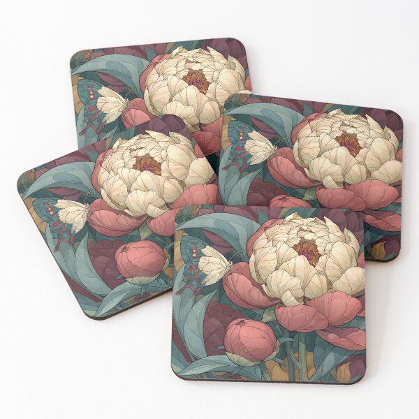 Item preview, Vintage Peony and Butterfly Botanical Illustration designed and sold by Hoity-Toity.
