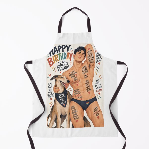 Item preview, Happy Birthday Absolute Legend with Pride, Friendship and Canine Joy featuring Handsome Shirtless Gay Man designed and sold by StampMyPassport.