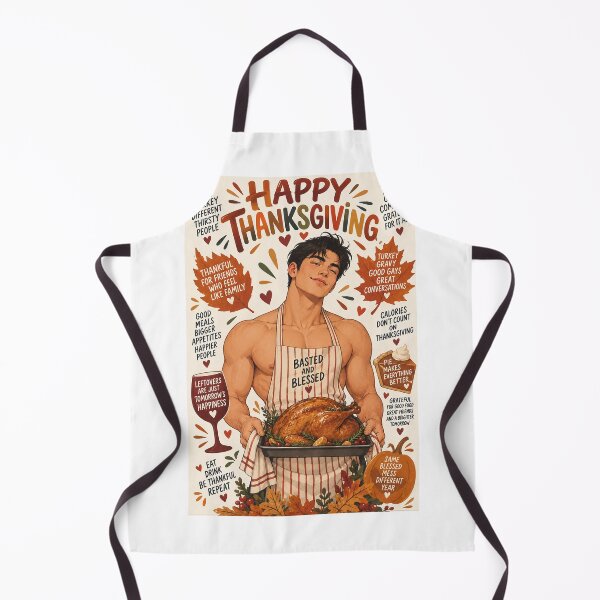 Item preview, Happy Thanksgiving Good Food Great Friends and Grateful Hearts with Handsome Shirtless Man designed and sold by StampMyPassport.